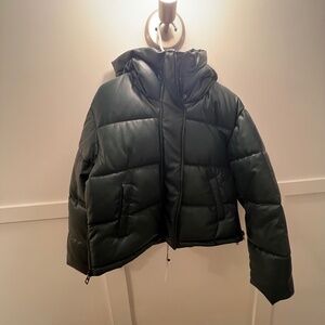 Dynamite green faux leather puffer
